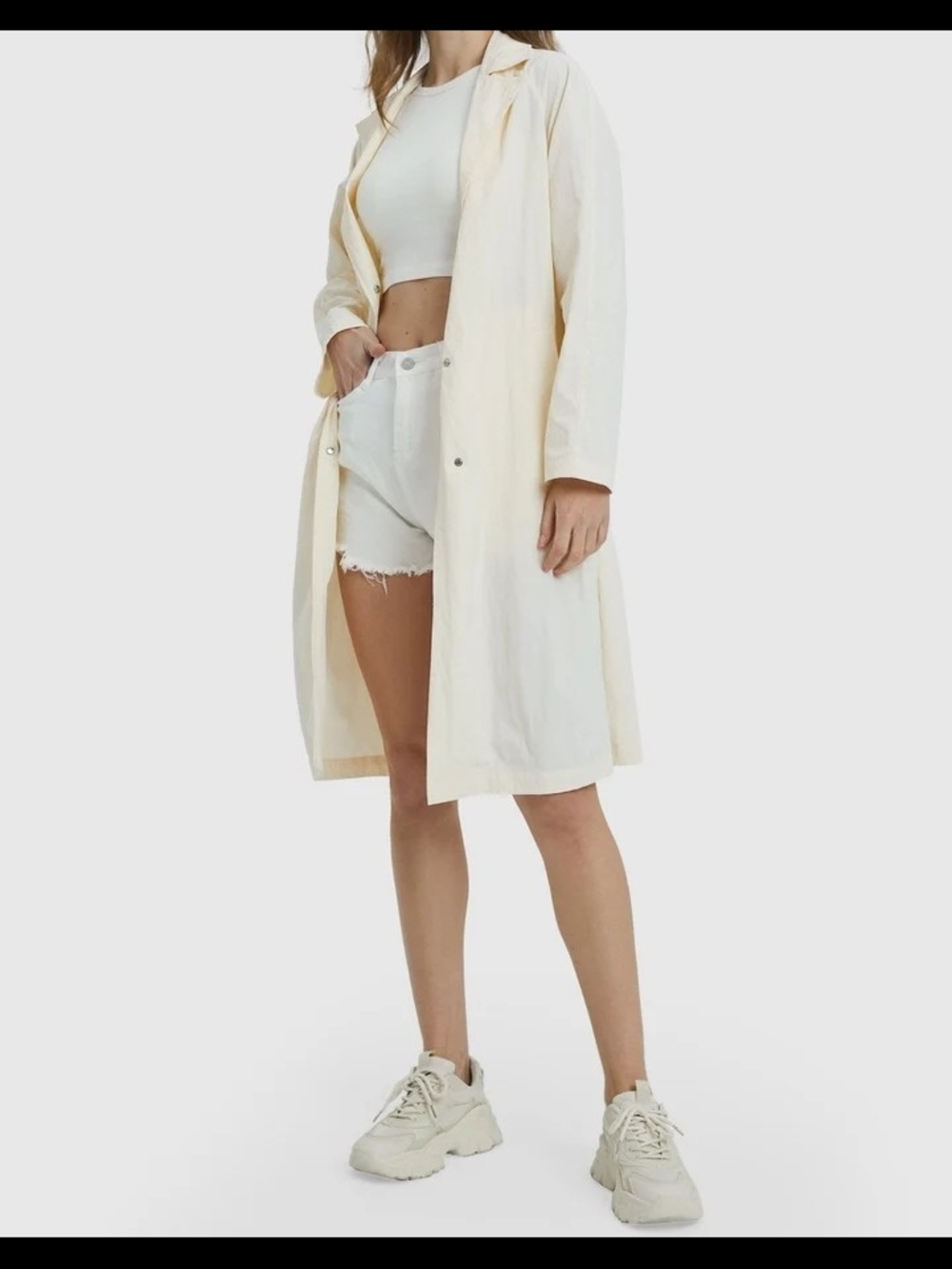 Cream Lightweight Trench Coat - Women's Casual Layer